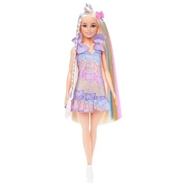 Barbie Upuzun Muhteşem Saçlı Bebekler Saç Tasarım Oyun Seti Renkli Aksesuarlar ile Eğlenceli
