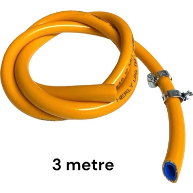 Campout Tüp gaz hortum orjinal 10mm, 3 Metre, 2 Kelepçe,TSE onaylı lpg gaz hortumu Aygaz milangaz
