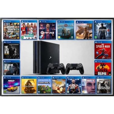 Sony Playstation 4 Pro 1 Tb 17 Adet Dijital Oyun Yüklü 2 Adet Sıfır Kol Internet Bağlantısız