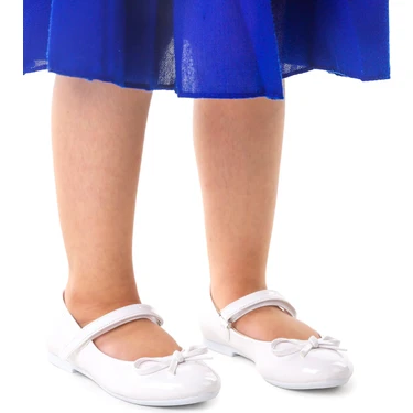 Kiko Kids Fiyonklu Cırtlı Kız Çocuk Babet Ayakkabı 201 Rugan