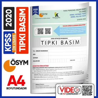 Karakutu Yayınları 2020 KPSS Ön Lisans ÖSYM Tıpkı Basım Çıkmış Soru Deneme