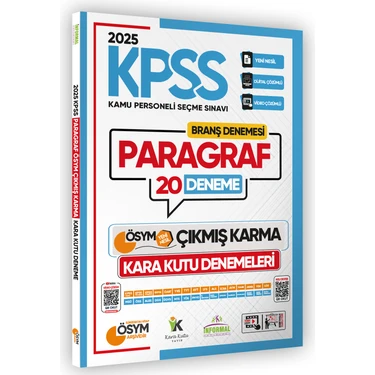 Karakutu Yayınları 2025 KPSS Önlisans Paragraf 20li Deneme Sınavı ÖSYM Çıkmış Soru Havuzu Video ve
