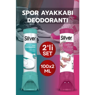 Silver 2'li Kadın ve Unisex Ayakkabı Deodorantı Koku Giderici Önleyici 100 ml Ladies&unisex Fresh