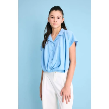 DeFacto Cropped Fit Pamuklu Kısa Kollu Gömlek Kız Çocuk
