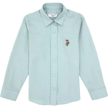 U.S. Polo Assn. Kız Çocuk Mint Uzun Kollu Basic Gömlek