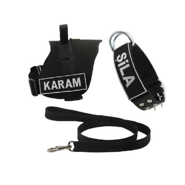 Kişiye Özel, Isimli K9 Tasma Seti , Boyun Tasması, Göğüs Tasması, Gezdirme Ipi