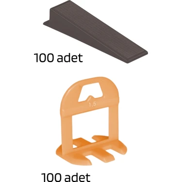 Sofdekor Seramik Seviye Tespit Derz Artı Takoz SET(100 Seviye 1.5 Mm, 100