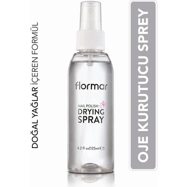 Flormar Hızlı Kuruma ve Kalıcılık Sağlayan Oje Kurutucu Sprey 125 ml E Vitamini ve Limon Yağı