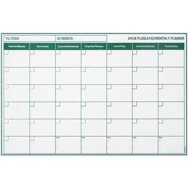 Sihirli Tahta Mini Akıllı Kağıt Aylık Planlayıcı 85 x 56 cm + Kalem Renkli Yazı