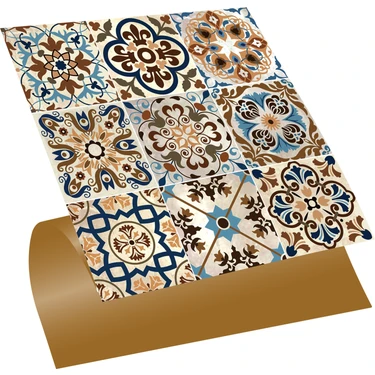Tink Kendinden Yapışkanlı Tezgah Arası Kaplama Fas 019 Karma Desenli Pvc Karo 30X30 cm (11 Adet)