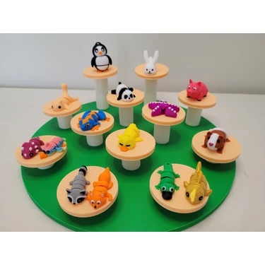 Tavşan Yumi Hareketli, Renkli, 15 Adet Çeşitli Hayvan Figürleri 4 cm Eğlenceli Anahtarlıklı
