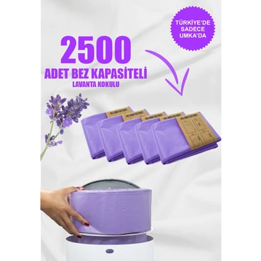 16LT Çöp Kutuları ile Uyumlu 2500 Bebek Bezi Kapasiteli Lavanta Kokulu 5 Paket Yerli Çöp Poşeti