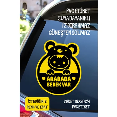 Alışveriş Kurdu Arabada Bebek Var Araba-Motosiklet Cam Etiket Sticker -