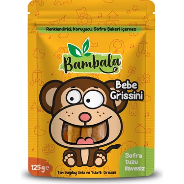 Bambala Bebek Grissini Atıştırmalık Tam Buğday Unlu ve Yulaflı 125 gr 6 Aylık ve