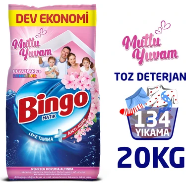 Bingo Matik 10 kg Mutlu Yuvam Renkliler ve Beyazlar Toz Çamaşır Deterjanı Ekonomi Paketi