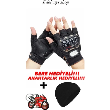 Edelvays Shop Kısa Motosiklet Eldiveni Siyah