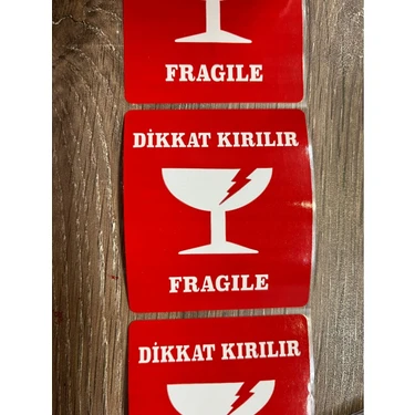 En Uygun Etiket Dikkat Kırılır Etiketi 70X80 mm 500 Adet