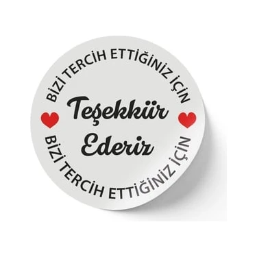 (Teşekkür Ederiz) Baskılı Kuşe Etiket Sticker - 3,5x3,5 cm - 108