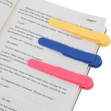 Bak Gel Al 3’lü Otomatik Renkli Kitap Ayracı – Sayfa Sabitleyici Silikon Okuma Klipsi, Kitap Okuma