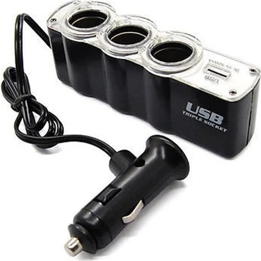 Compax Araç Çakmaklık Çoğaltıcı USB Araba Çakmak Soket Çoklayıcı USB