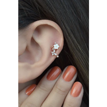 Sacce Scarves & Accessories Kelebekli Çiçek Temalı Kadın Piercing 316 l Çelikten