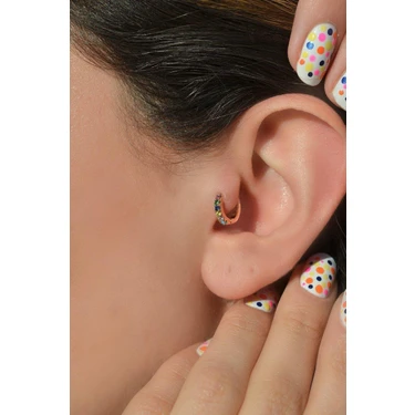 Sacce Scarves & Accessories Çok Renkli Halka Tragus ve Helix Kıkırdak Piercing Küpesi – Dayanıklı,