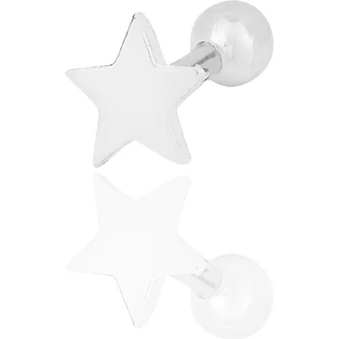 Söğütlü Silver Gümüş Rodyumlu Yıldız Modeli Tragus Helix Piercing Küpe