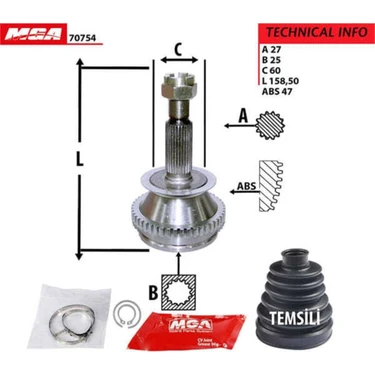 Mga 70754 70754 Aks Kafası Dış Absli Sonata 98-05 2.0 16V