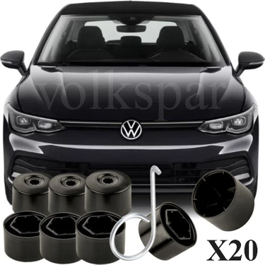 Volkspar Golf 8 2021-2024 Model Arası Uyumlu 16 Şifresiz+4 Şifreli-3C Siyah Bijon Kapağı