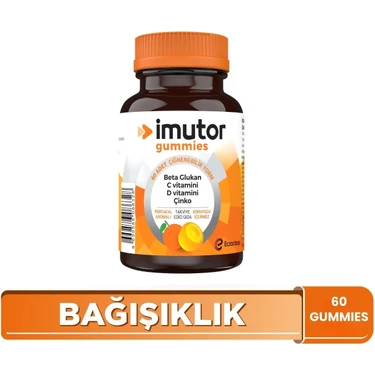 İmutor Gummies 60 Çiğnenebilir Form – Aile Boyu Kullanım - Beta Glukan, C, D Vitamini, Çinko -
