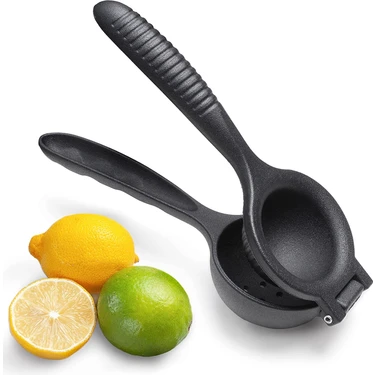 Deconox Döküm Limon Sıkacağı Limon Presi Büyük Boy 24 cm, Siyah Metal Limon Sıkacağı, Döküm