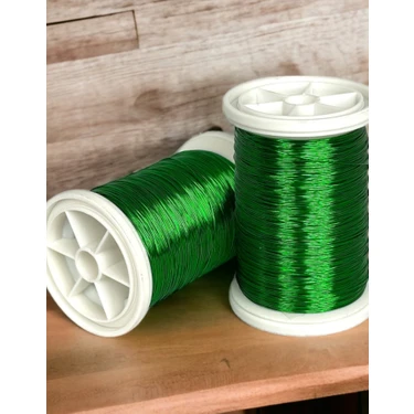 Gürbüz 0.30MM (100GR - 150M ) Bakır Üstü Gümüş Kaplı Parlak Yeşil Renkli Filografi