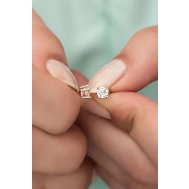 Nereze 925 Ayar Gümüş Rose Pırlanta Montür 4 mm Tektaş