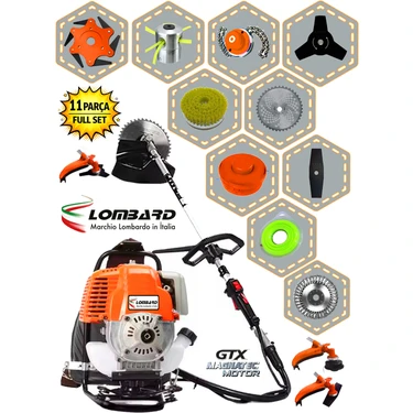 Cros Lombard Italy Lom-11 Sıgnature Sırt Tipi Benzinli Ot Çalı Çim Biçme Tırpanı+ Full Bahçe Setli