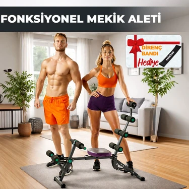 Relaxus Çok Fonksiyonlu Mekik Sehpası Sırt Açılı Ev Fitness Aleti Egzersiz Ekipmanı Direnç Lastiği