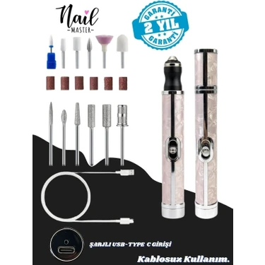 Nail Master Kablosuz Şarjlı Elektrikli Törpü Makinesi Freze Manikür Pedikür Profesyonel Tırnak