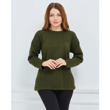 Fresh Moda Kadın Triko Kışlık Orta Yaş Günlük Anne Bluz