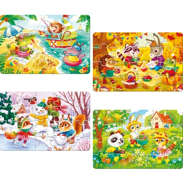 Circle Toys Dört Mevsim Puzzle +24 ay, 4 farklı