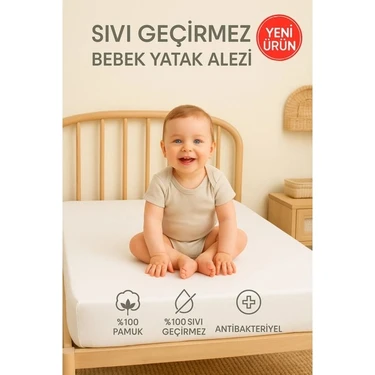 Suvay %100 Pamuk Sıvı Geçirmez Bebek ve Çocuk Yatak Koruyucu Alez Park Beşik Kreş Anaokulu Alezi 50
