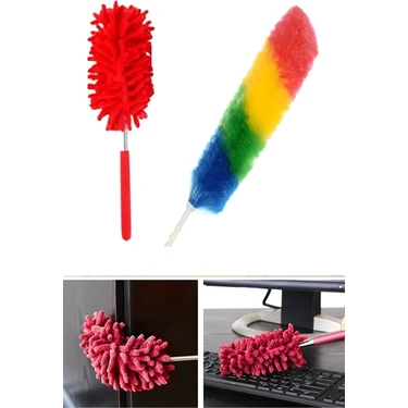 Pileli Store 2 Li Set Mikrofiber Teleskobik Toz Alma -Antistatik Toz Püskülü Duster