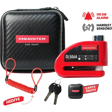 Knmaster DL506A 6mm Alarmlı Disk Kilidi | Hatırlatma Kablosu ve Taşıma Çantası Hediye |