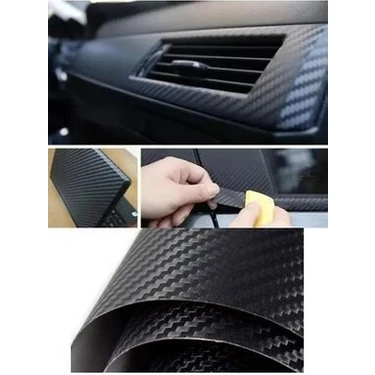 Meyzone Karbon Fiber Folyo Hava Kanallı Araç Döşeme Kaplama Folyosu Siyah 30 cm x 1