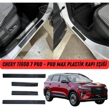 Chery Tiggo 7 Pro-Pro Max Plastik Kapı Eşiği Seti Kapı Eşiği Koruma Plastiği Koruyucu Siyah 4