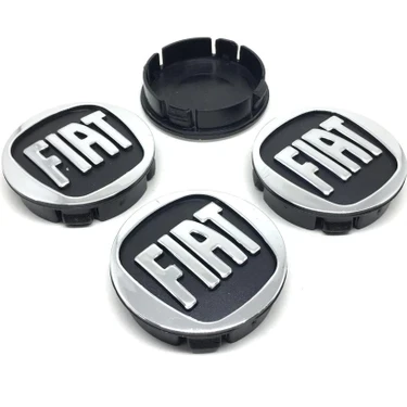 Gardenauto Fiat Kabartma Geçme Jant Göbeği Krom Siyah 4'lü