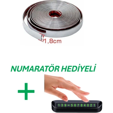 Tiger Marketing Tüm Araçlara Uyumlu Yapışkanlı Nikelaj Şerit Bant Çıta 18MM 5 Metre Krom +