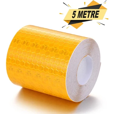 Reflektörlü Reflektif Fosforlu Şerit Bant Ikaz Bandı 5 Metre