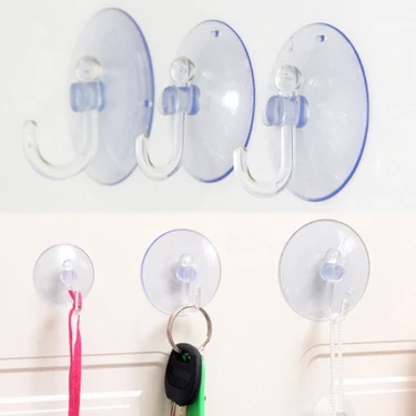 Dünya Magnet 10 Adet Büyük Boy Askılı Vantuz, 4cm Şeffaf Plastik Kancalı Öpücük