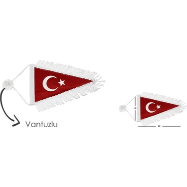 Yekoto Üçgen Türk Bayrağı Saçaklı Flama Küçük