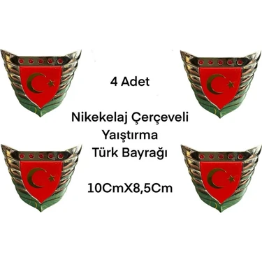 Gcstore 4ADET Nikelaj Çerçeveli  Yapıştırma Türk Bayrağı