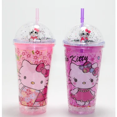 SHC4200 Sevimli Hello Kitty Işıklı Pipetli Boncuklu Suluk & Bardak (400